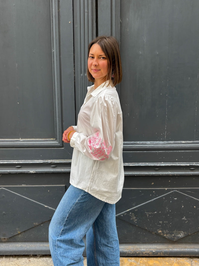 Chemise blanche bohème brodée