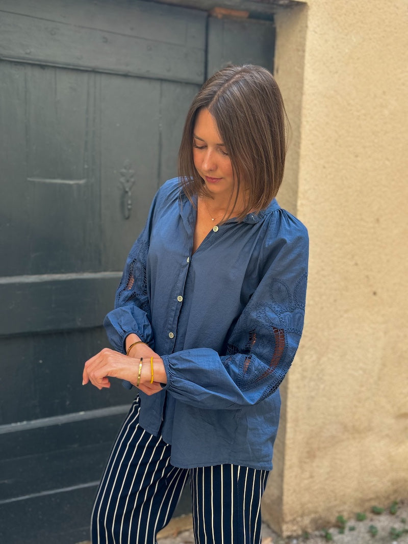 chemise oversize bleu marine bohème chci tendance