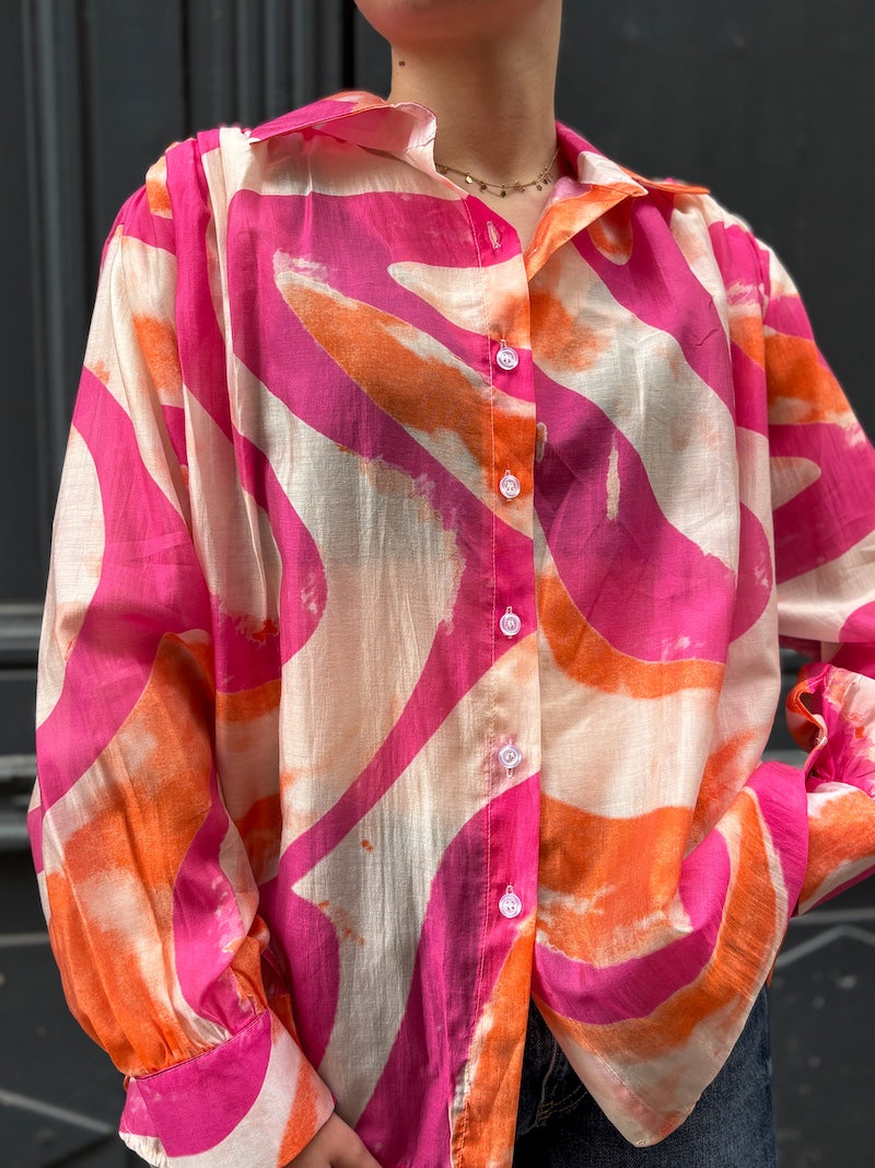 Chemise oversize bohème pour femme en coton