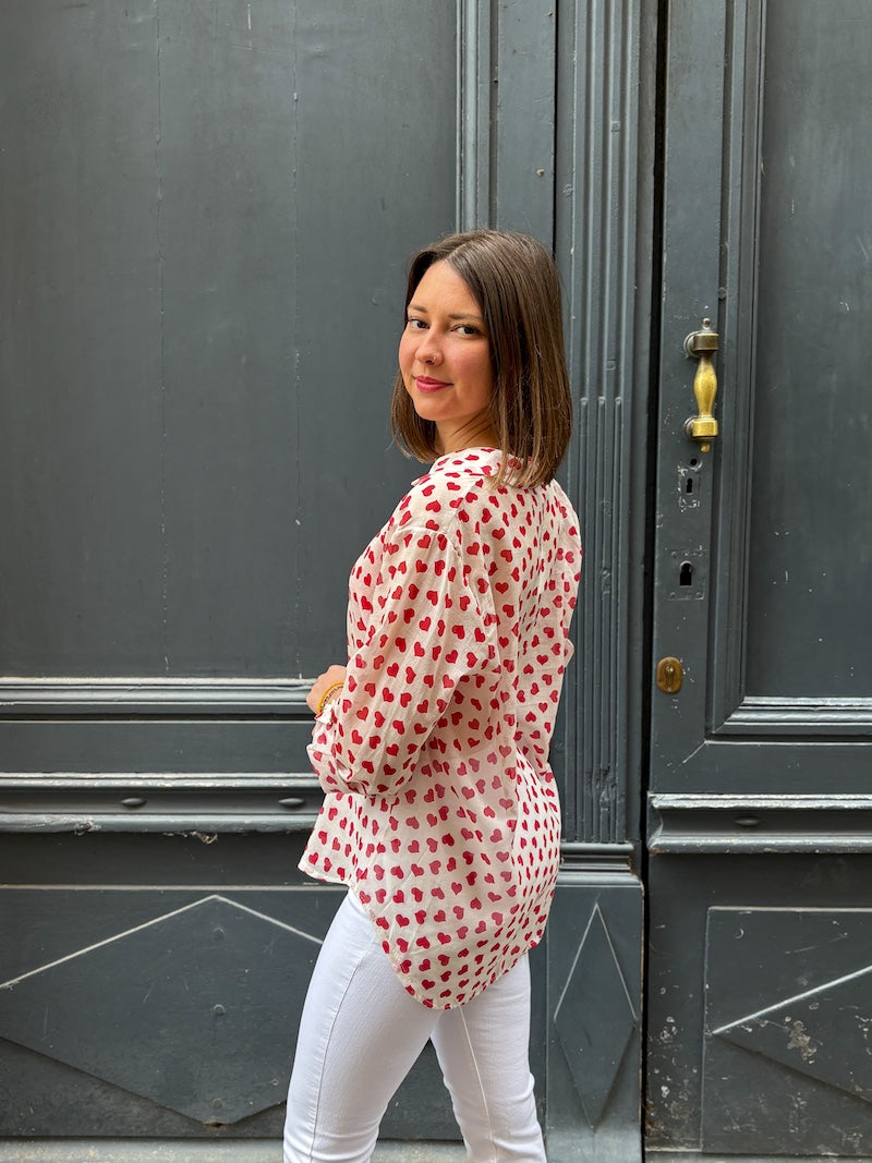 Chemise femme bohème à coeur