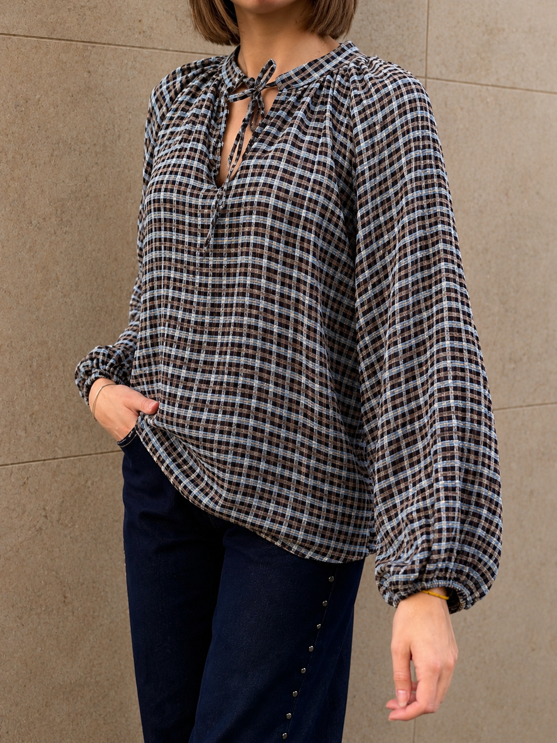 blouse à carreaux vintage et rétro pour femme tendance mi saison automne
