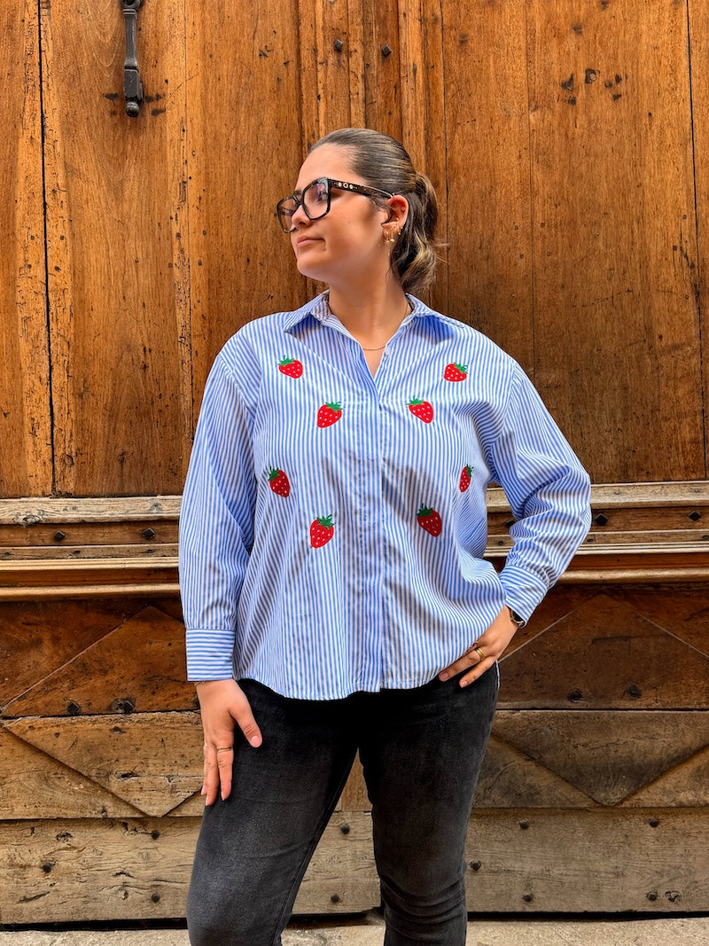 Chemise oversize à rayures - Fraises