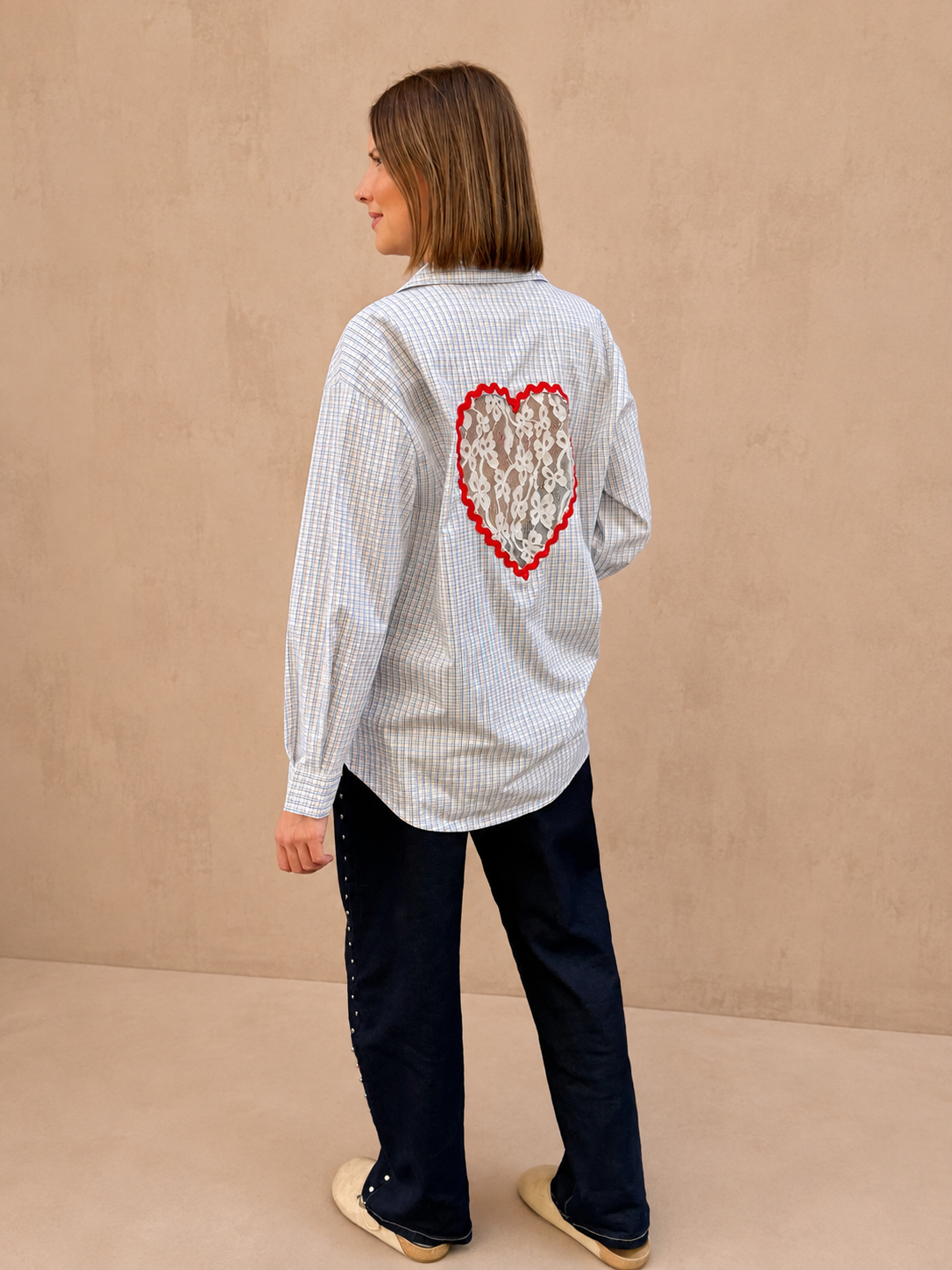 chemisier coeur dentelle dans le dos tendance pour femme