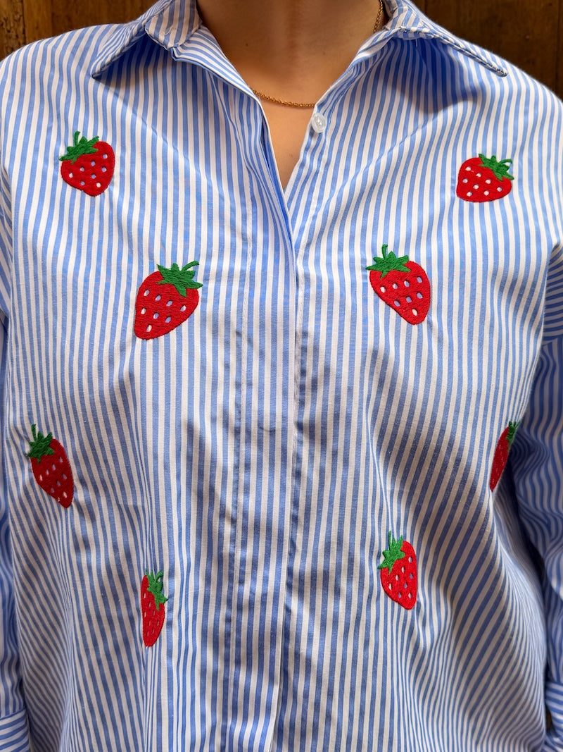 Chemise oversize à rayures - Fraises