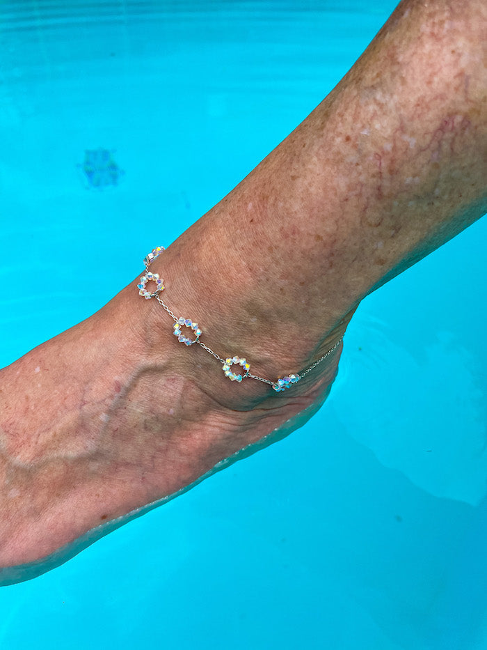 Chevillère en plaqué or et cristal de Swarovski Bulles