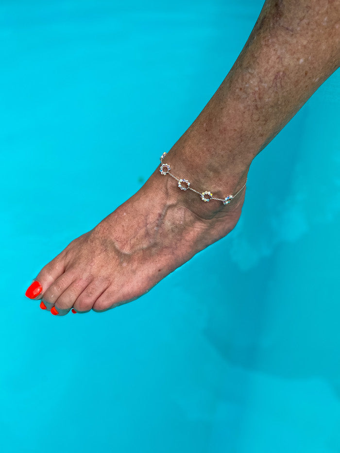 Chevillère en plaqué or et cristal de Swarovski Bulles