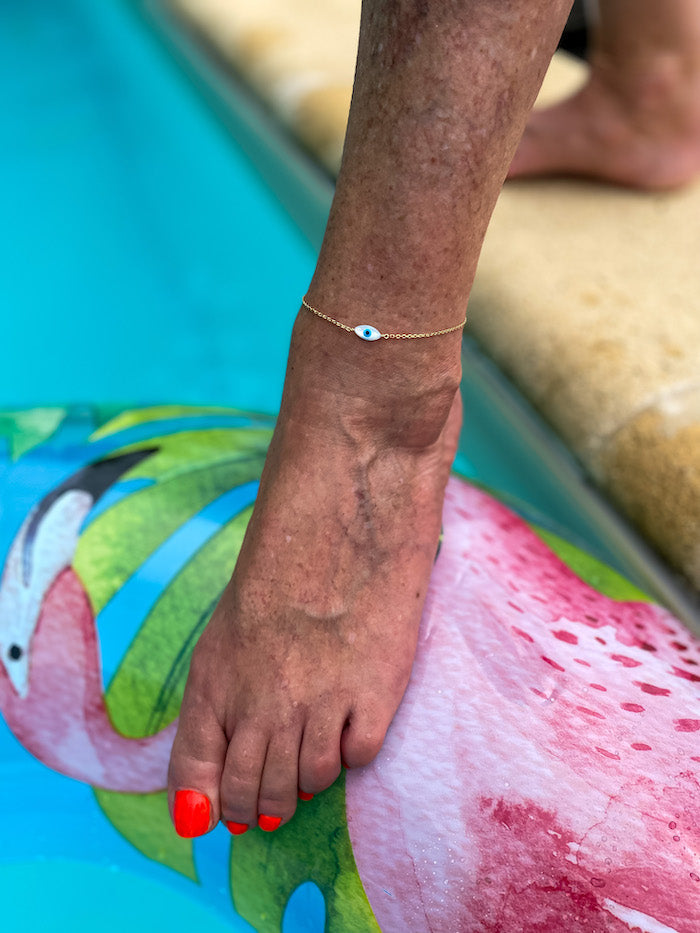 Chevillère en plaqué or et oeil nazar boncuk en nacre