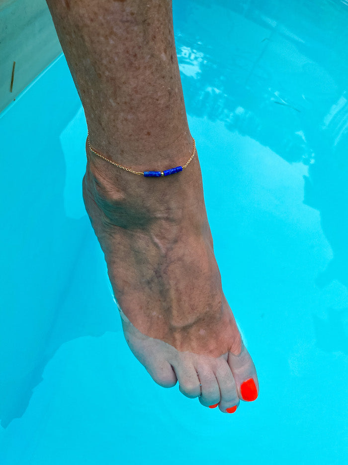 Chevillère en plaqué or et lapis lazuli bleu