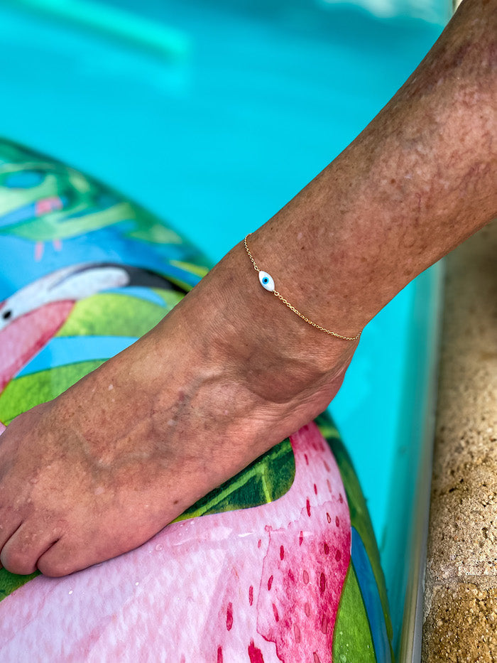 Chevillère en plaqué or et oeil nazar boncuk en nacre