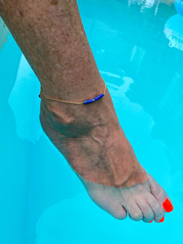 Chevillère en plaqué or et lapis lazuli bleu