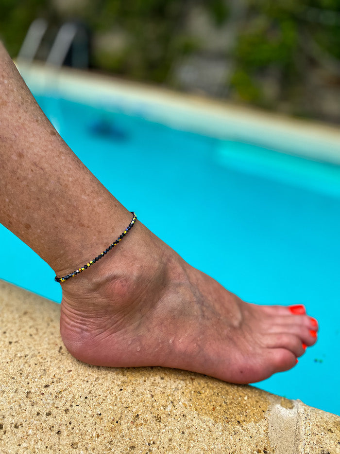 Chevillère en Swarovski noir Scintille