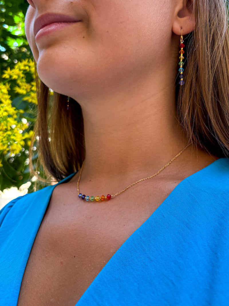 Collier Chakra en plaqué or et Swarovski