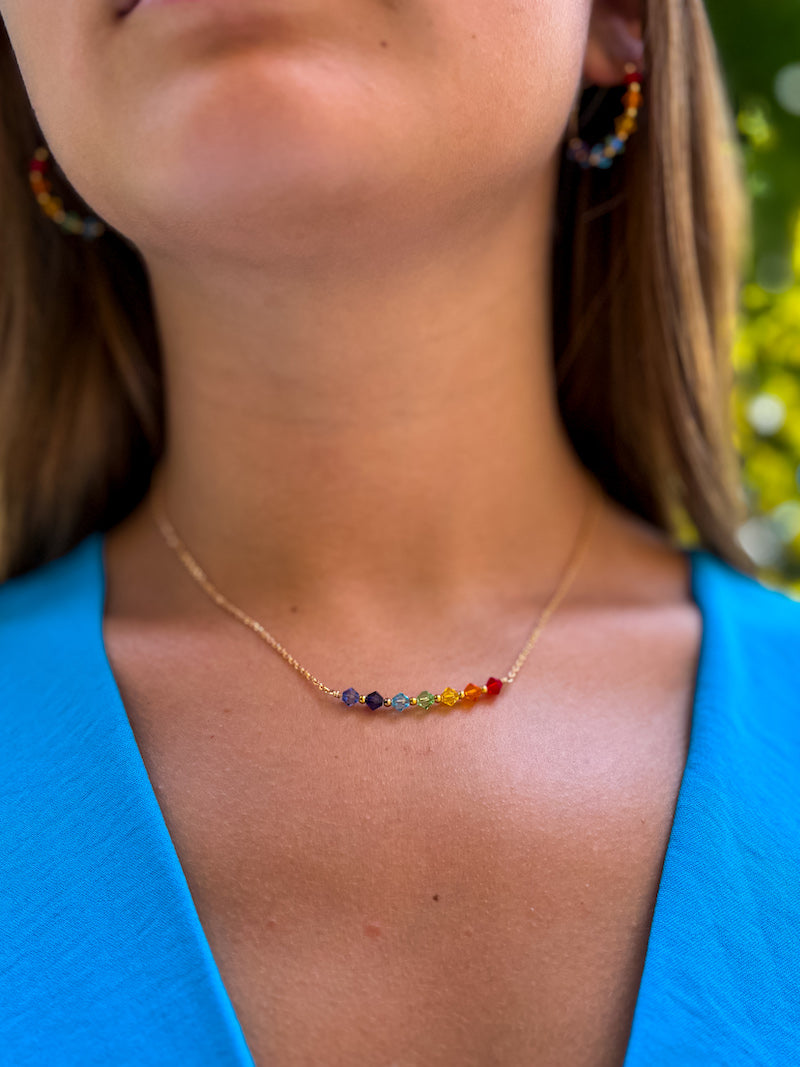 Collier Chakra en plaqué or et Swarovski