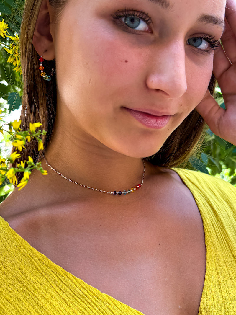 Collier Chakra en argent et Swarovski