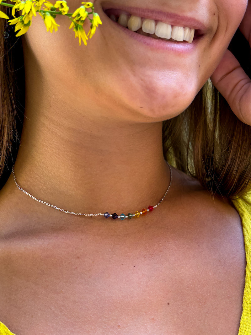 Collier Chakra en argent et Swarovski