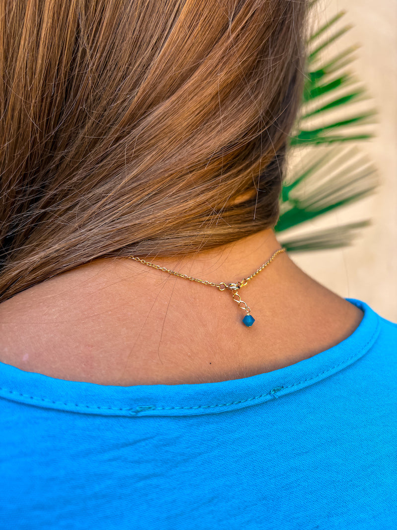 Collier en plaqué or et agate bleue