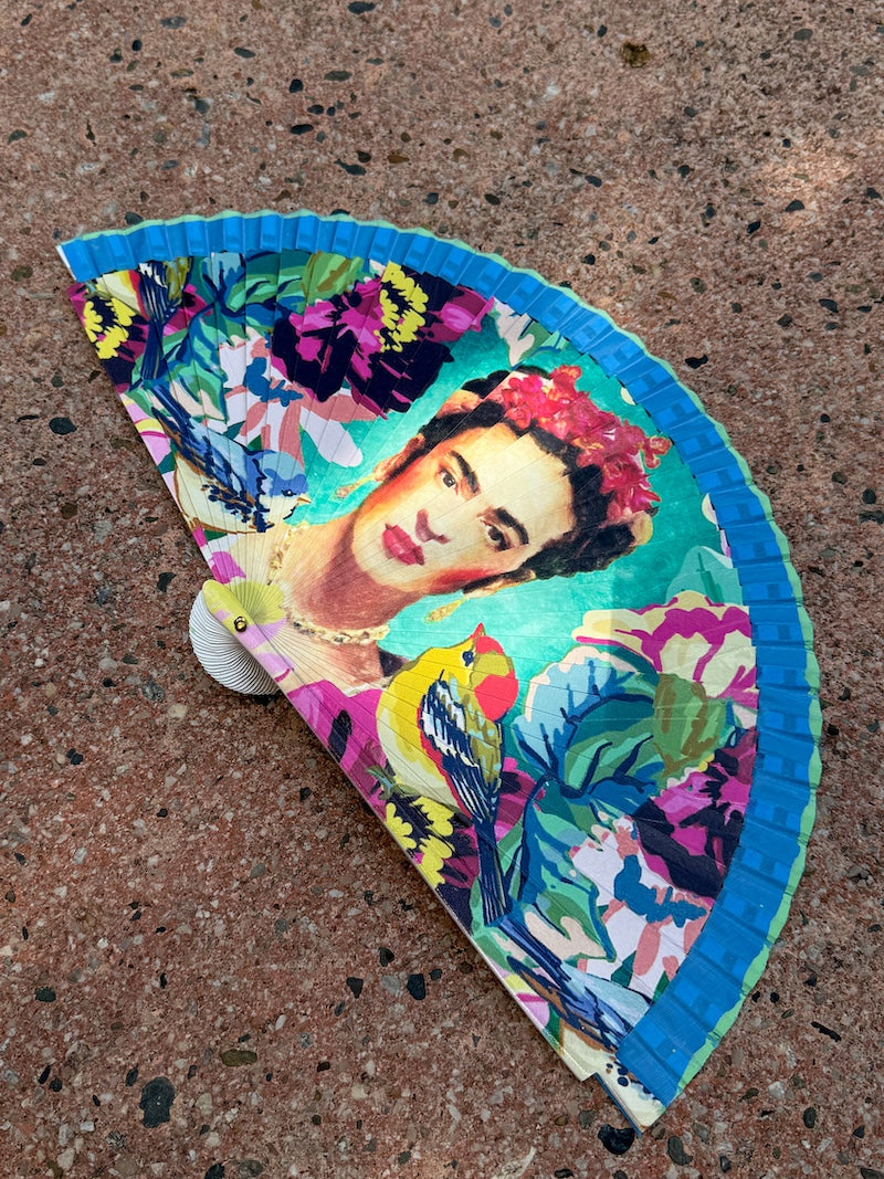 Éventail Frida Kahlo bleu