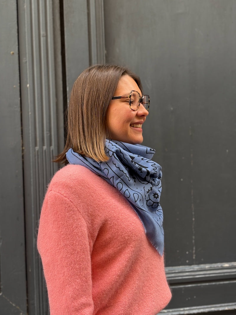 Foulard bandana bleu en coton