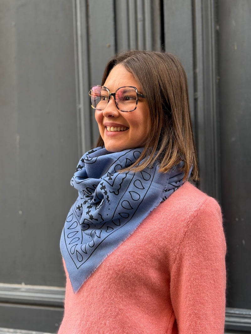 Foulard bandana bleu en coton