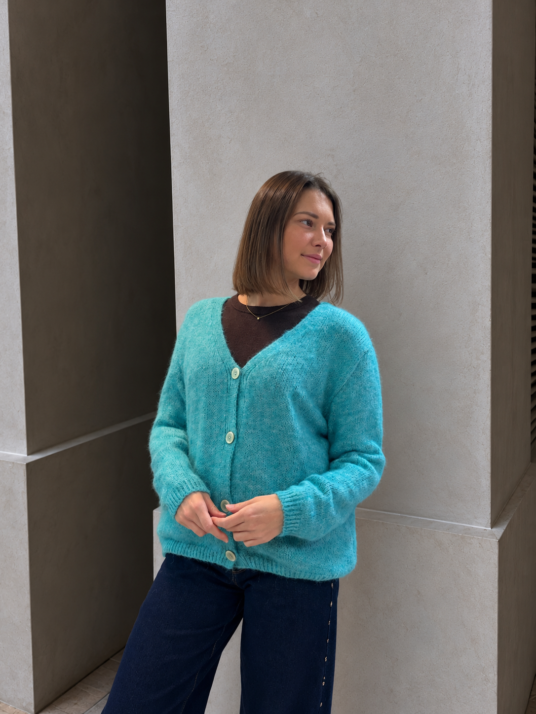 Gilet cardigan moelleux à col V