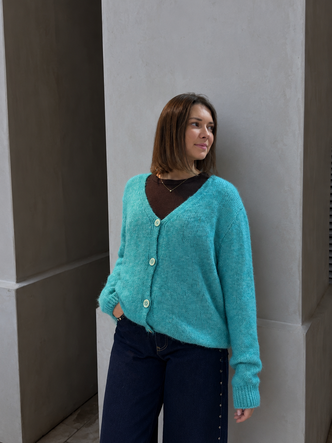Gilet cardigan moelleux à col V