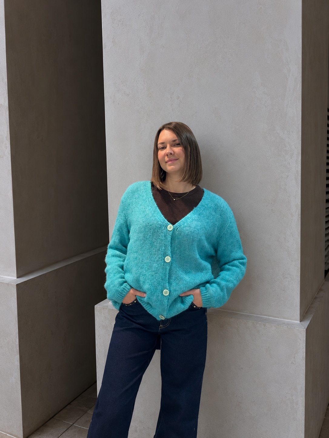 Gilet cardigan moelleux à col V