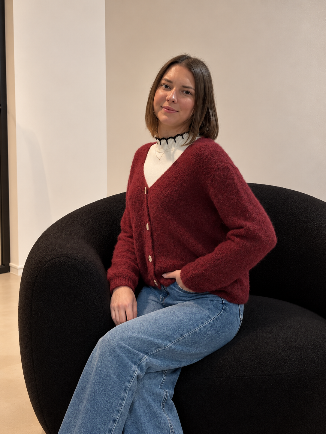 Gilet cardigan moelleux à col V