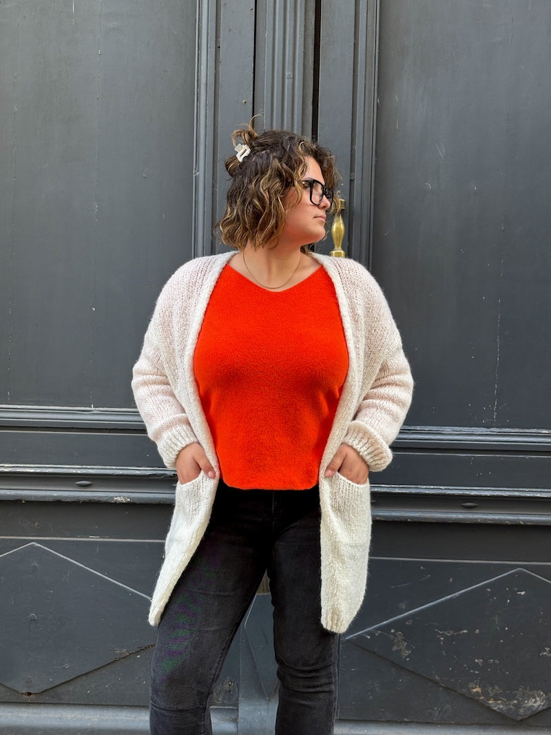 Gilet oversize en maille blanc