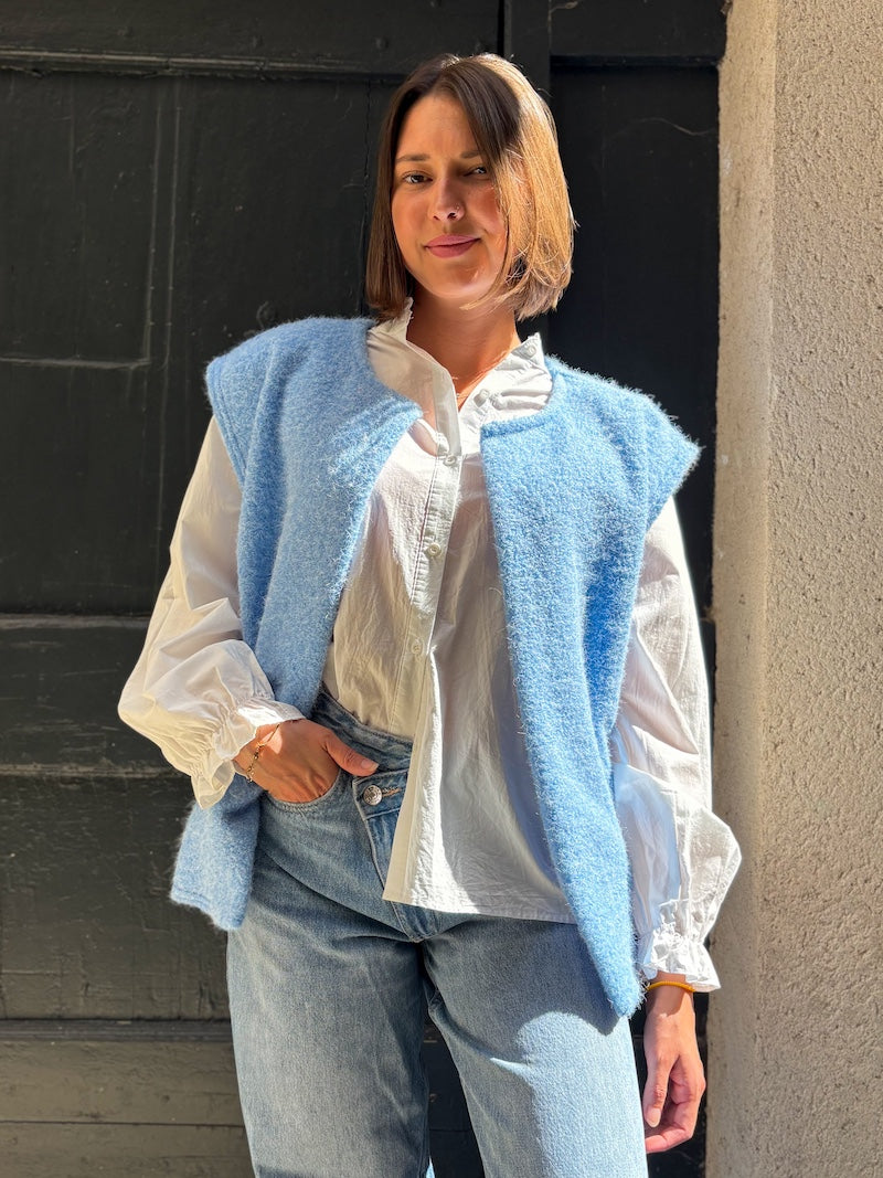 gilet sans manches duveteux tendance