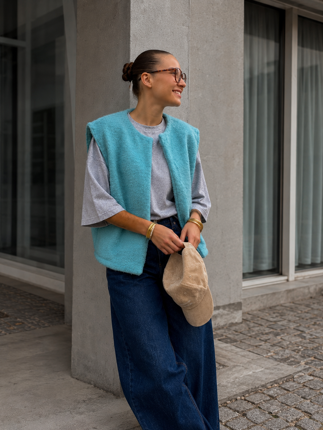 gilet sans manches duveteux