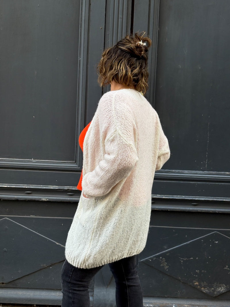 Gilet oversize en maille blanc