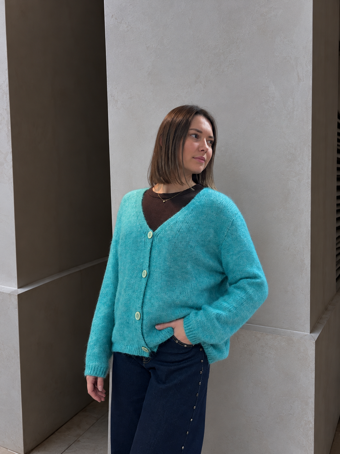 Gilet cardigan moelleux à col V