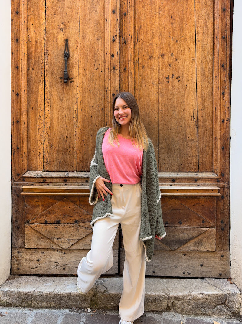 Gilet oversize en maille kaki April vintage