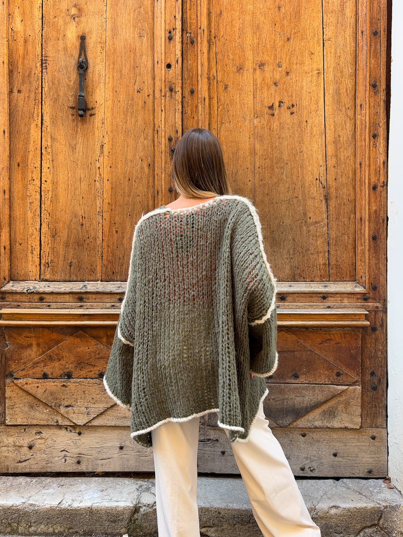 Gilet oversize en maille kaki April vintage