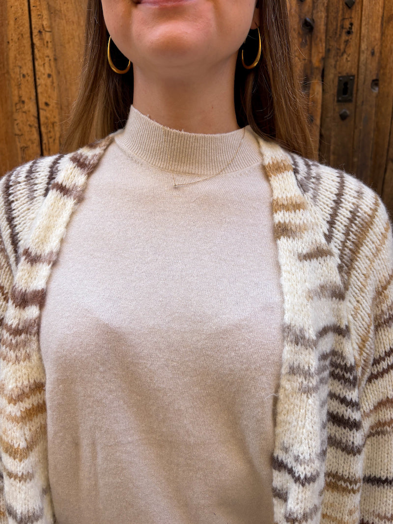 Gilet en maille marbré marron oversize