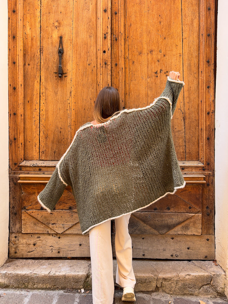 Gilet oversize en maille kaki April vintage