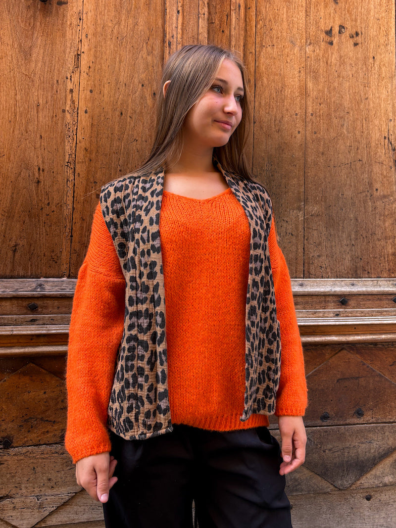 Gilet femme sans manches imprimé léopard - April Vintage