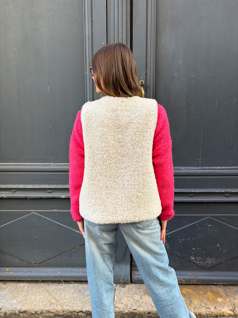 Gilet sans manches en moumoute blanc