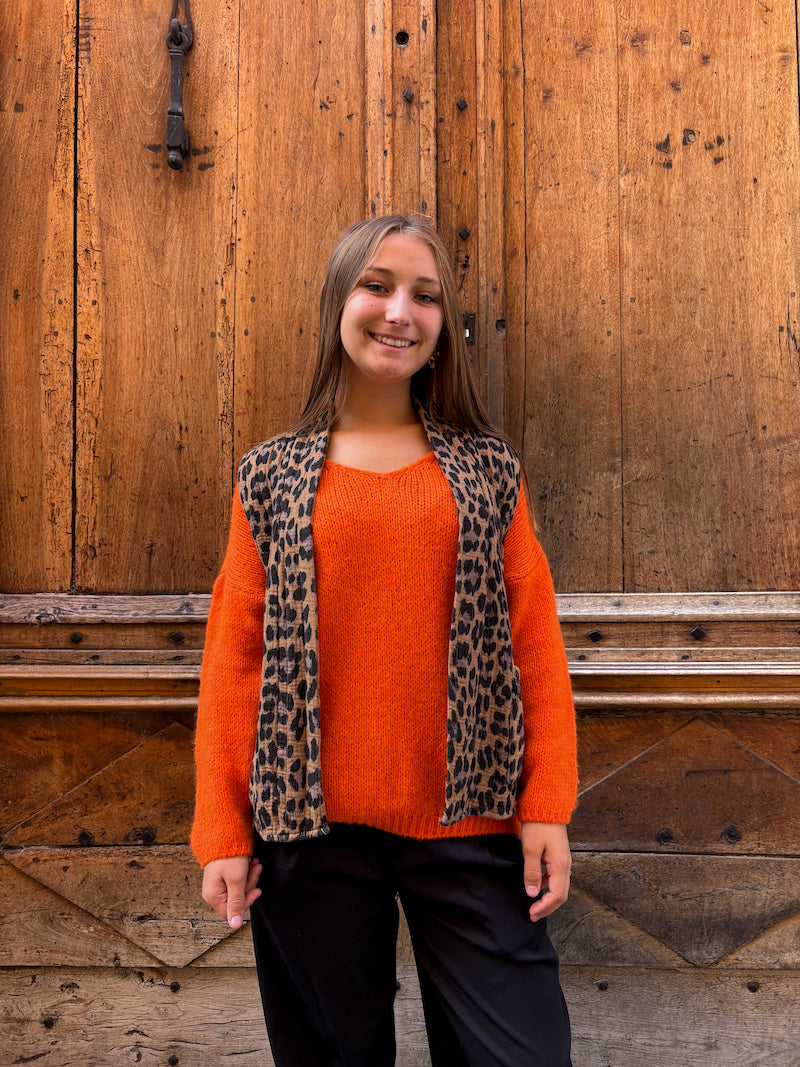 Gilet femme sans manches imprimé léopard - April Vintage