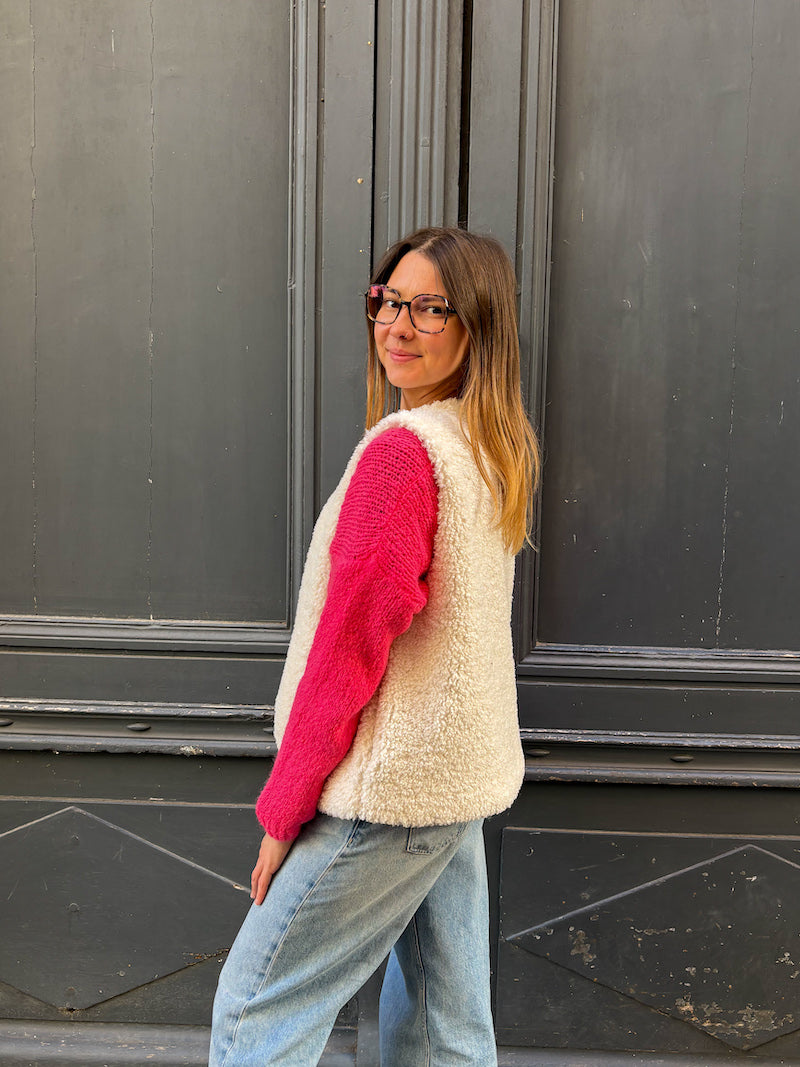 Gilet sans manches en moumoute blanc