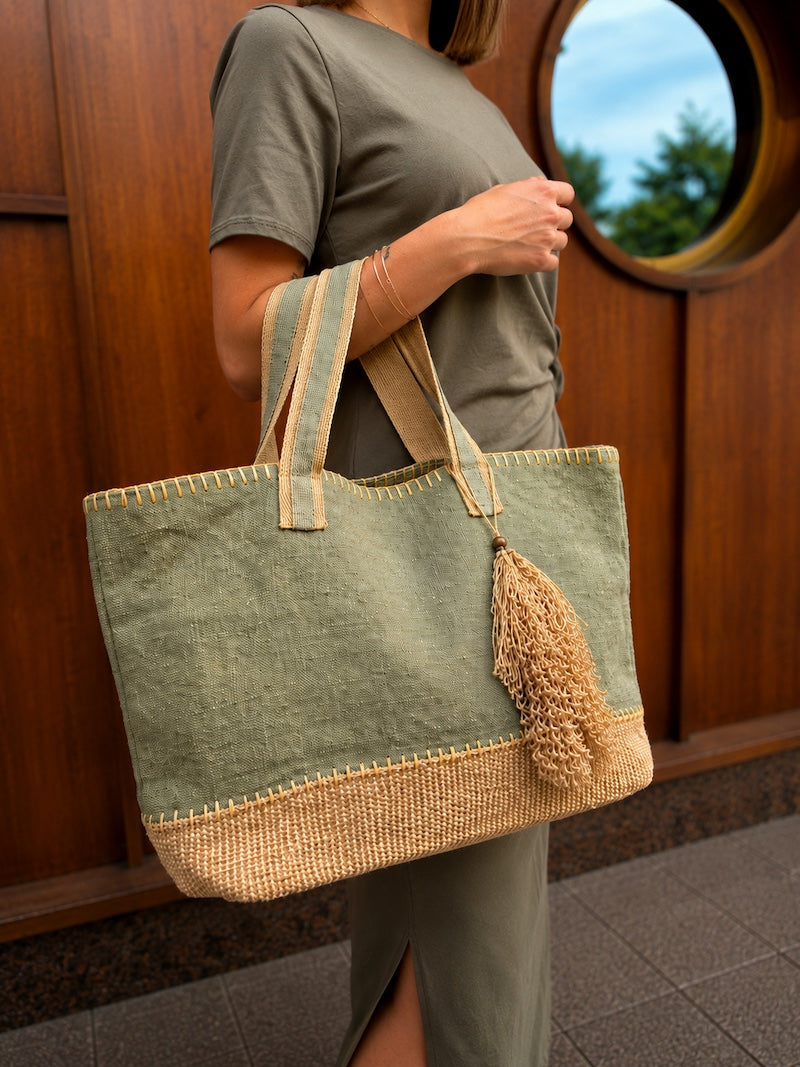 Sac cabas en tissu kaki - Bohème et tendance