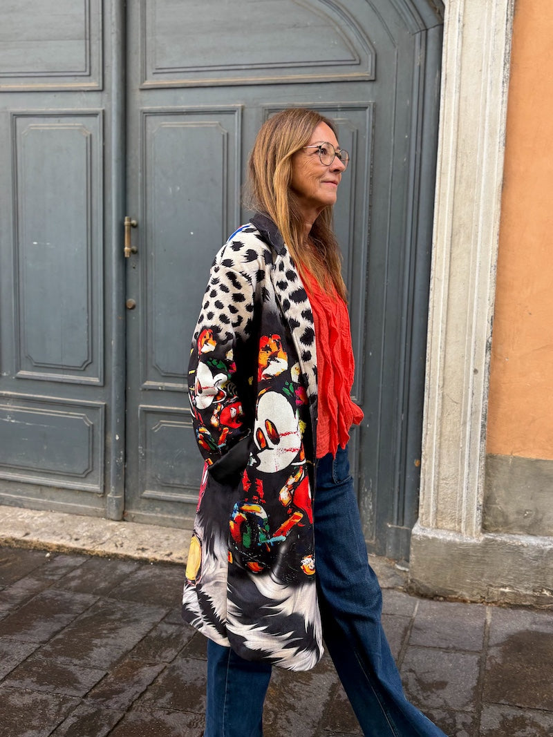 Manteau long pop art Mickey – tendance et rock