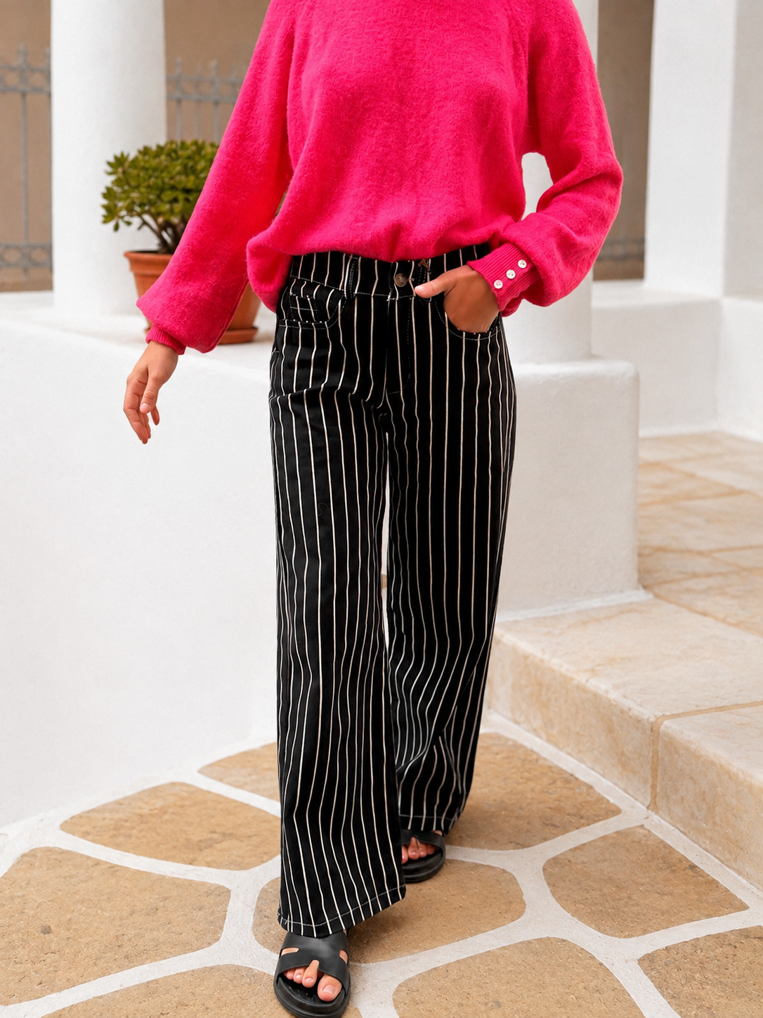 pantalon à rayures tendance