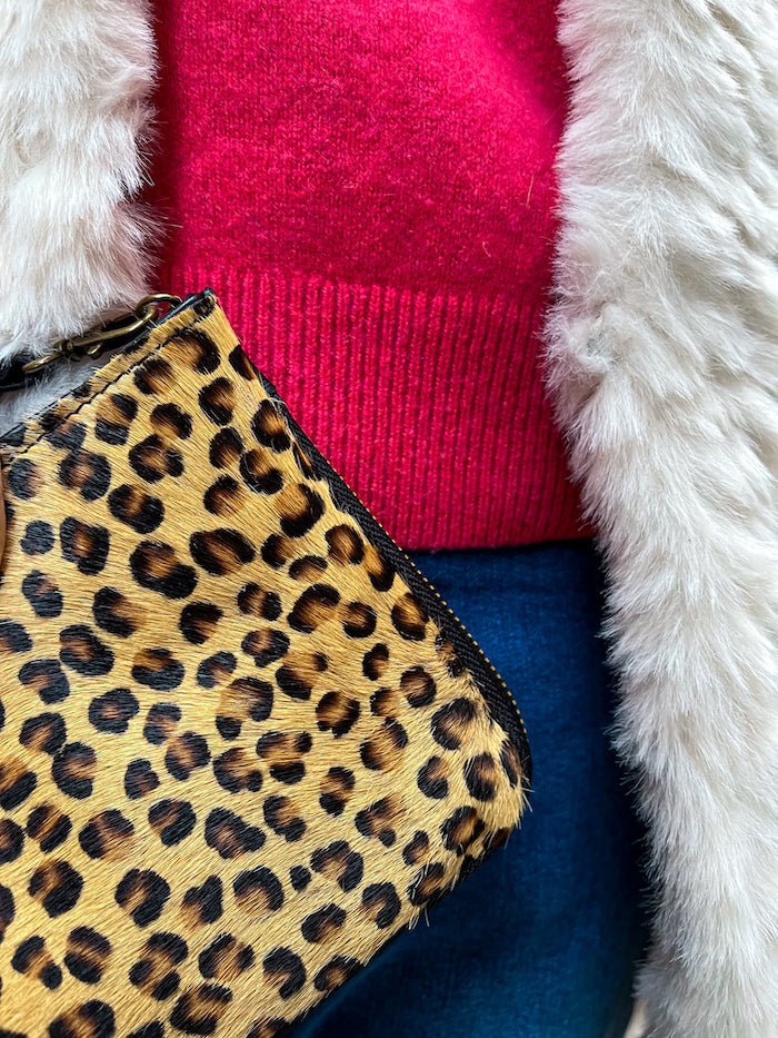 Sac bandoulière en cuir imprimé léopard