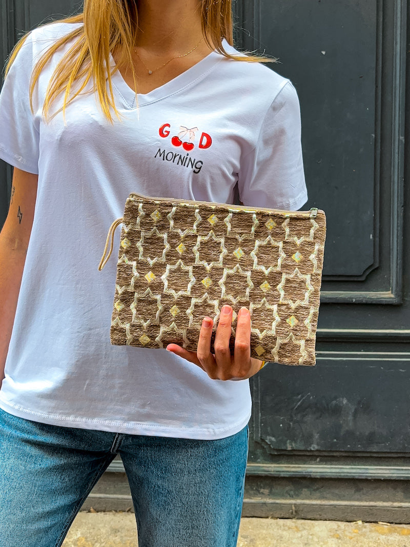 Pochette marocaine taupe