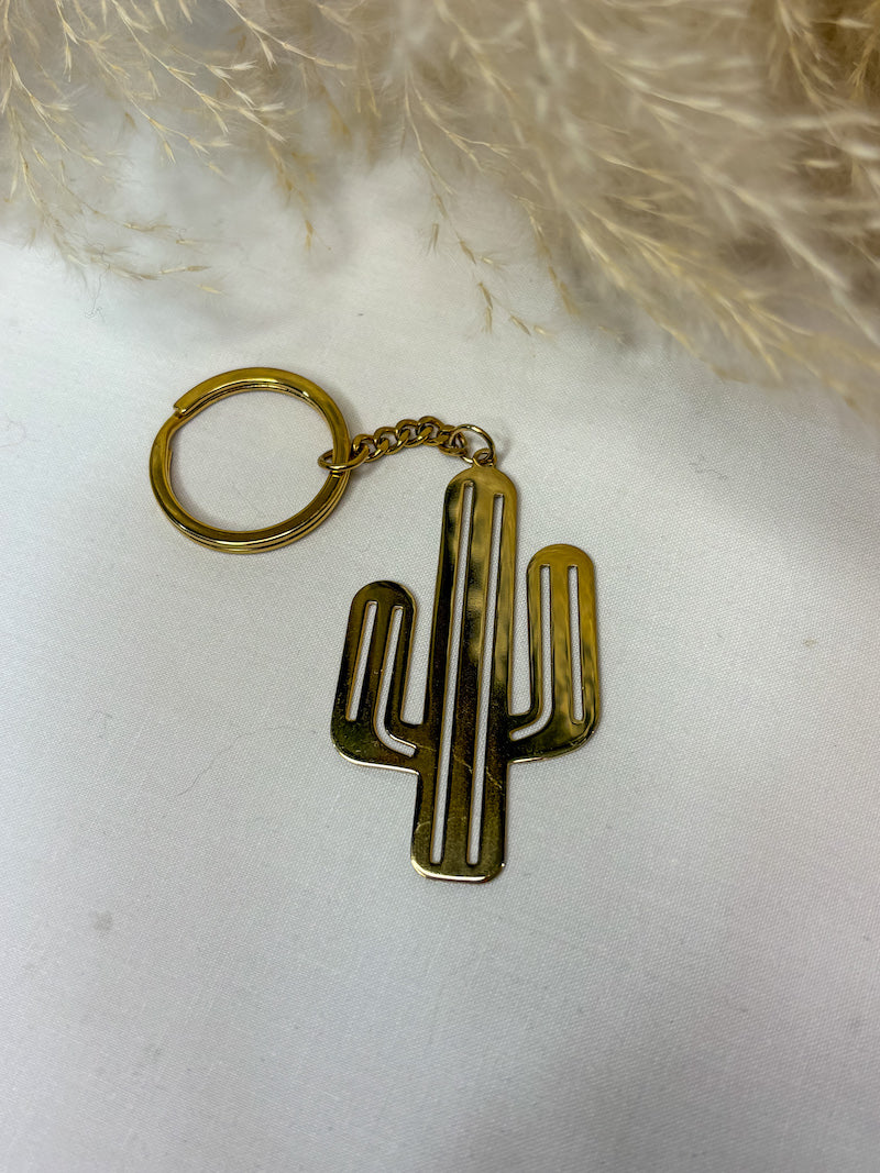 Porte-clés Cactus doré en acier