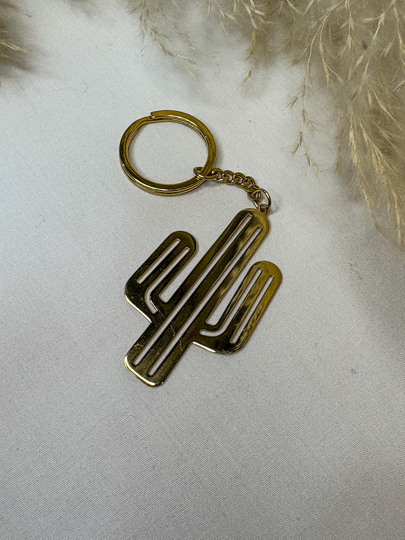 Porte-clés Cactus doré en acier