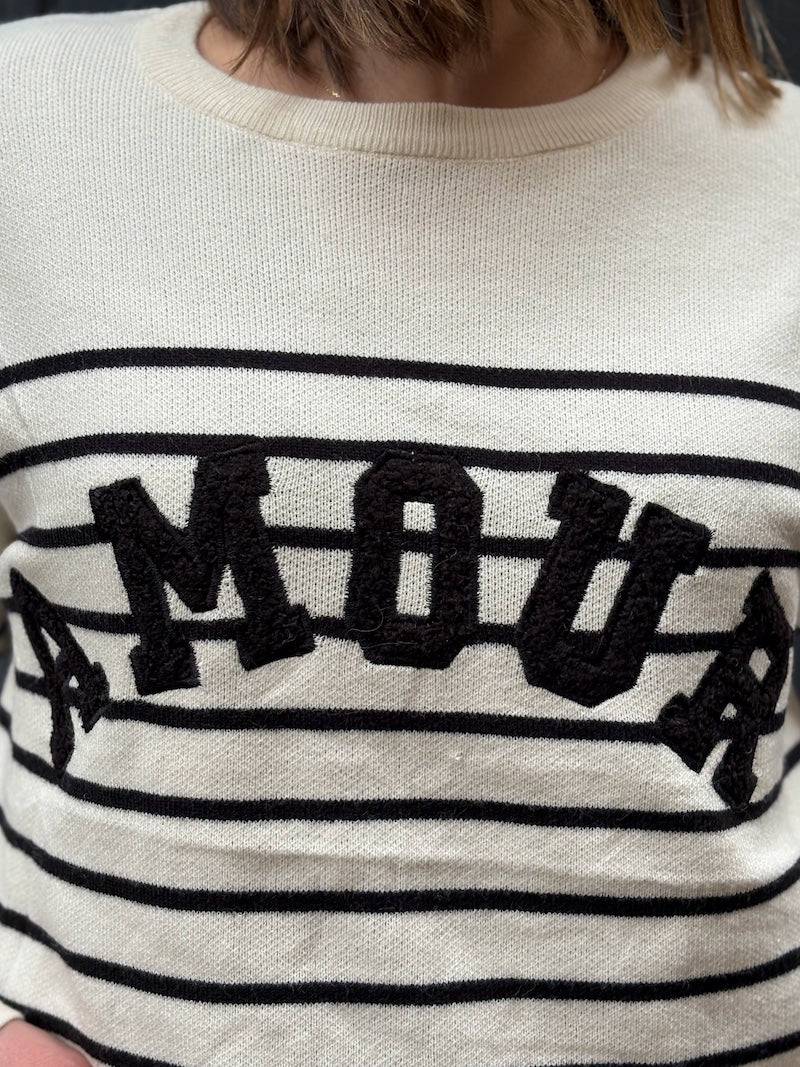 Pull marinière rayé Amour tendance