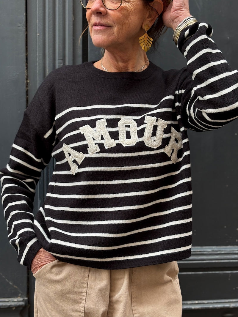 Pull marinière rayé Amour tendance