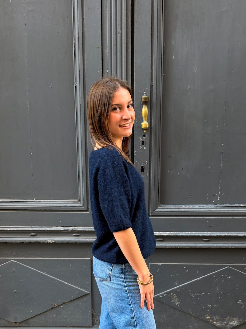 Pull à manches courtes en bébé alpaga